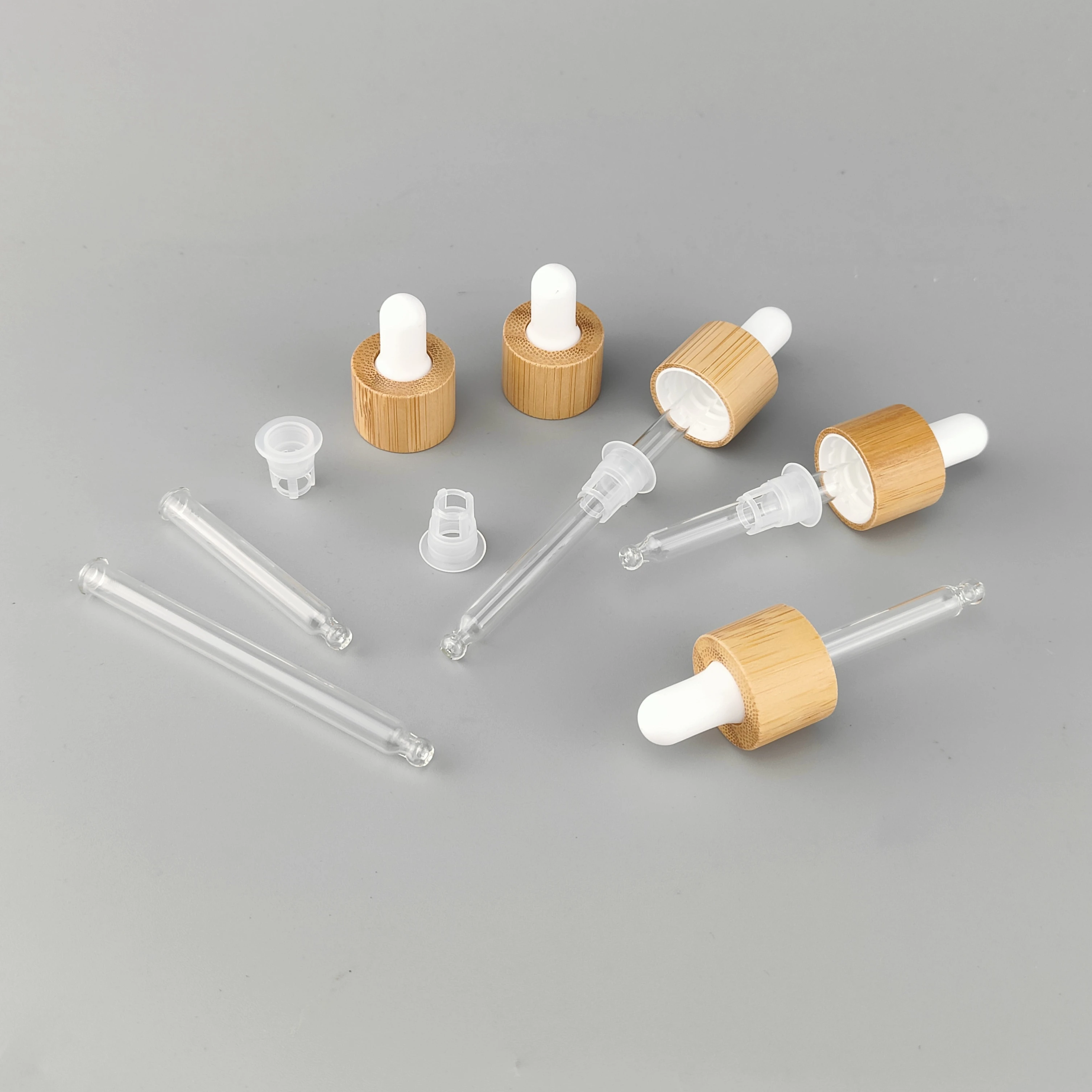 bamboo dropper glass pipette black rubber top 18 mm wood bamboo cosmetic dropper for essential oil cosmetic package