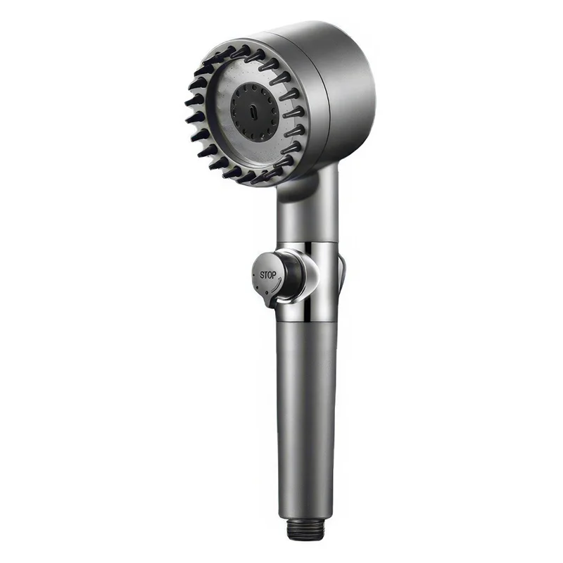 High Pressure Shower Head 4-mode Adjustable Spray Massage Negative Ion Filter One-key Stop Water Showerhead Bathroom Accessories