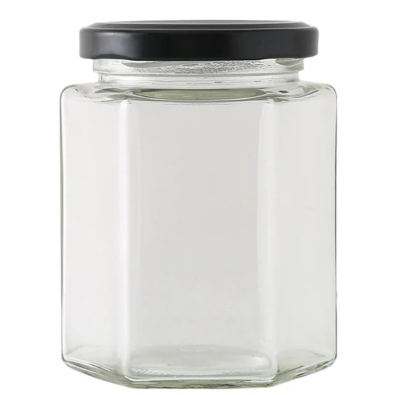factory cheap price wholesale High quality bottle 25ml 280ml 730ml Hexagonal shaped glass honey jar