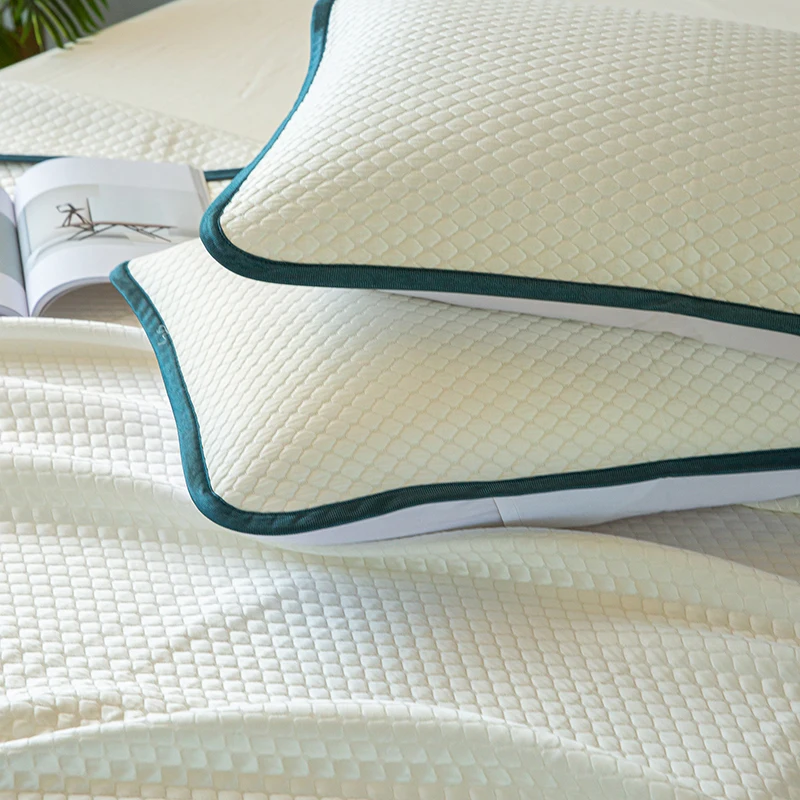 Luxury Tencel 3 Pieces Bedding Set Bed Cover Quilted Bedspread Microfiber Plain Summer Sleeping Mat Quilt Blanket White