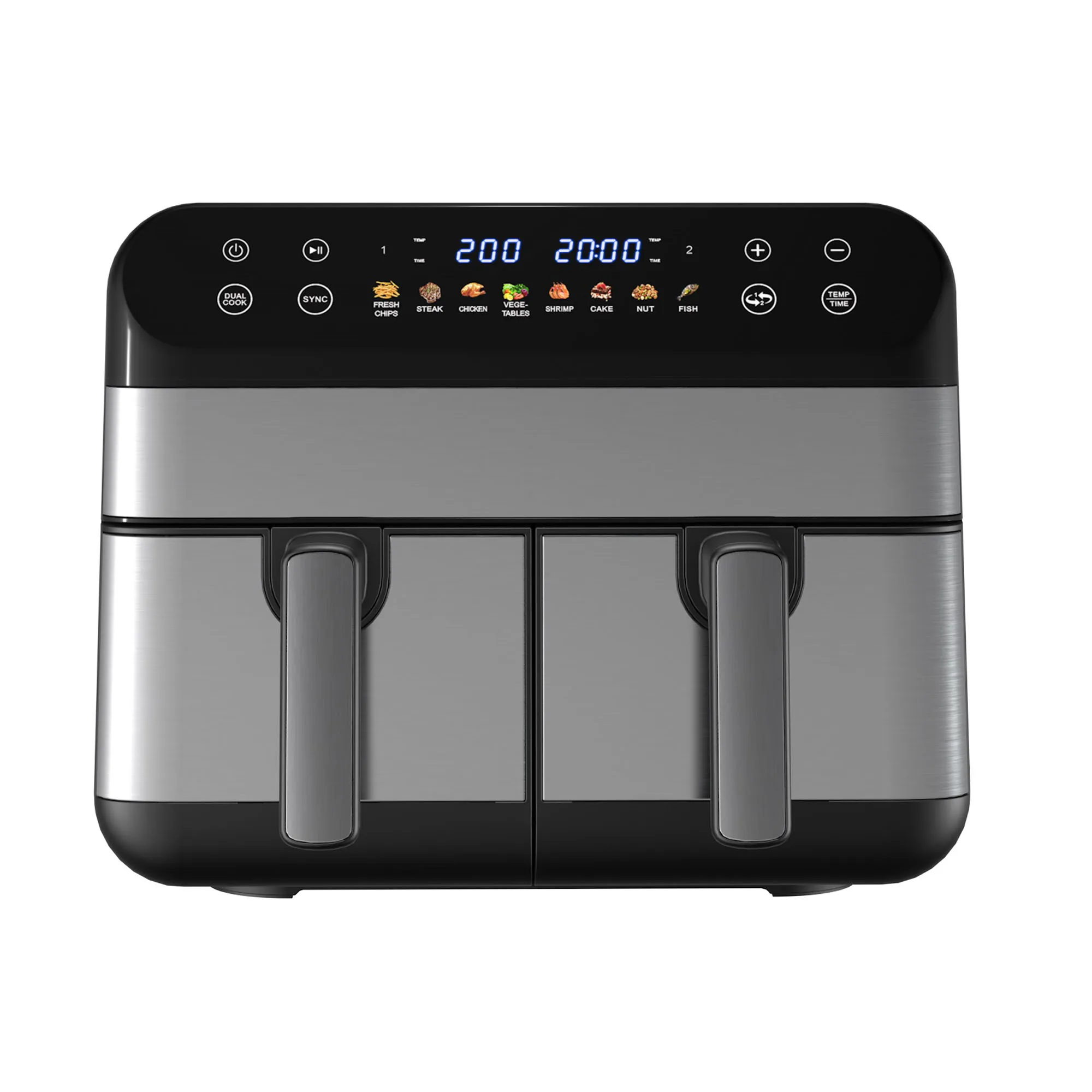 Skyson double zone air fryer with dual basket 4.5L+4.5L big capacity smart digital display air fryer