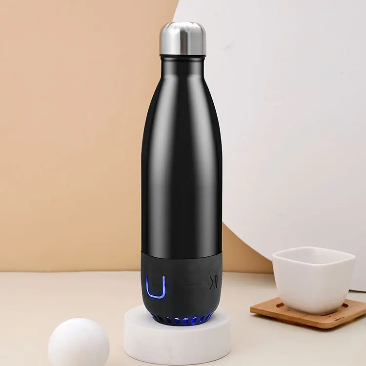 USB charging intelligent sound speaker stainless steel vacuum smart music bottle design