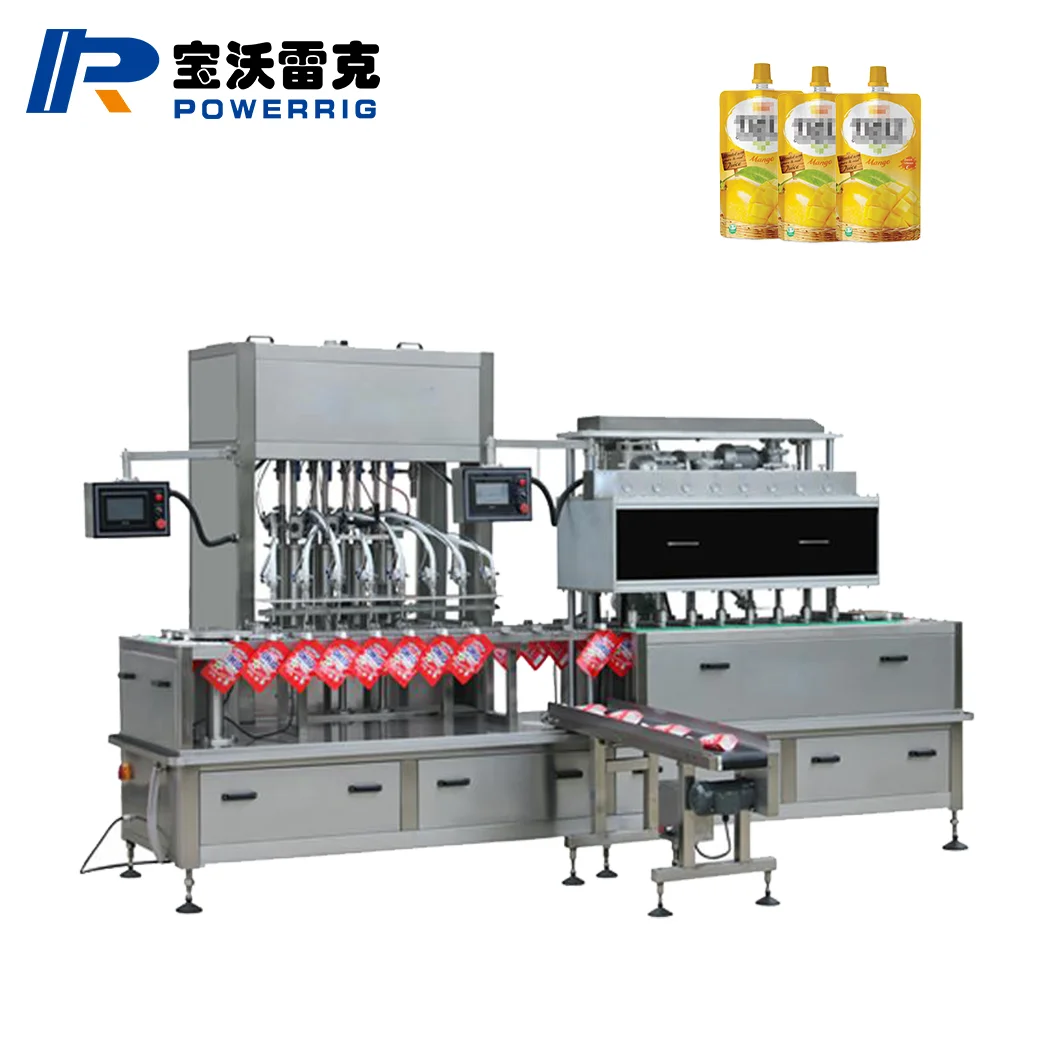 Automatic Mayonnaise Paste Sauce Liquid Soft Drinks Juice Stand Up Spout Pouch Filling Machine