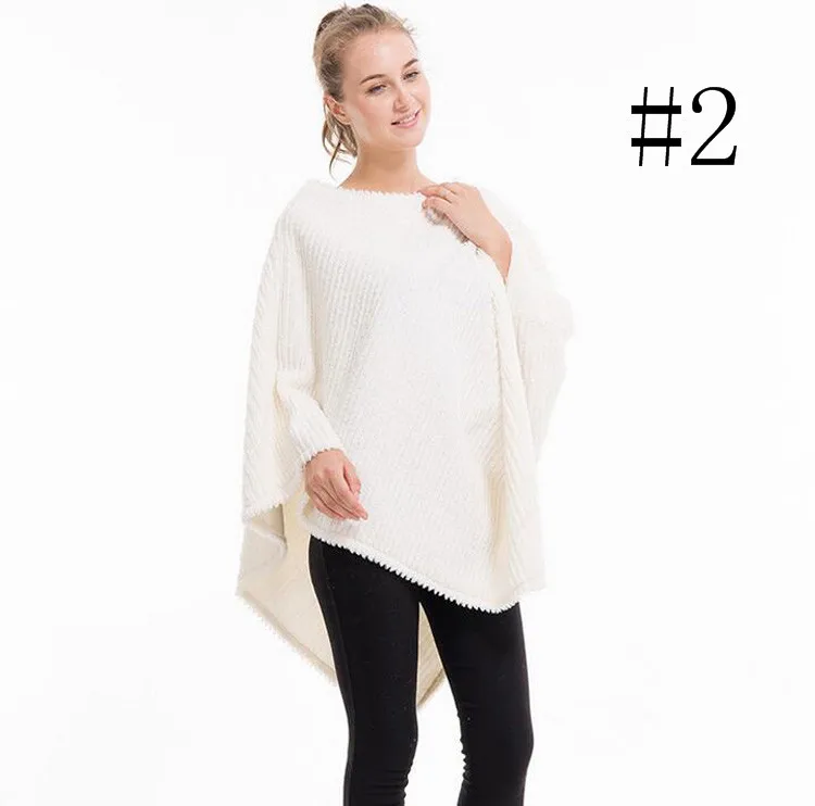 Fashion faux fur furry beach coat stripes winter poncho for women