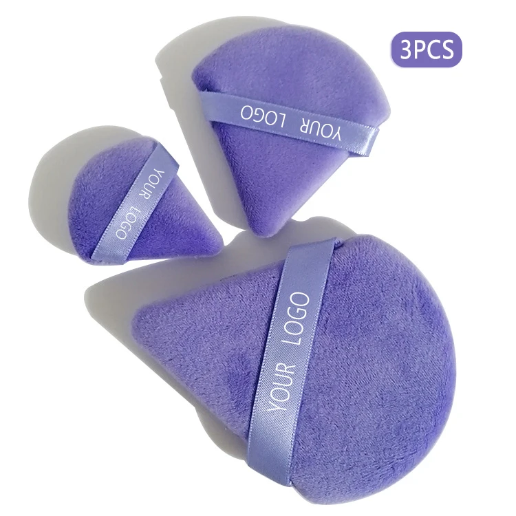 Wholesale Custom Private Label 3pcs Beauty Cosmetics Triangle Powder Puff Foundation Blush BB Cream Makeup Puff Blender Sponge