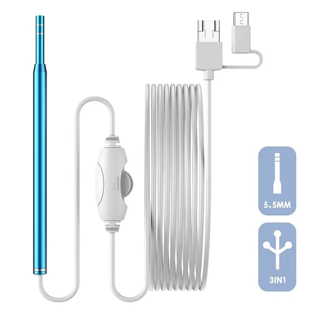 Ear Cleaning Endoscope Camera 5.5MM 3.9MM Mini Camera 3 in1 Visual Pick USB Ear Spoon Type-c Ear Otoscope for Android