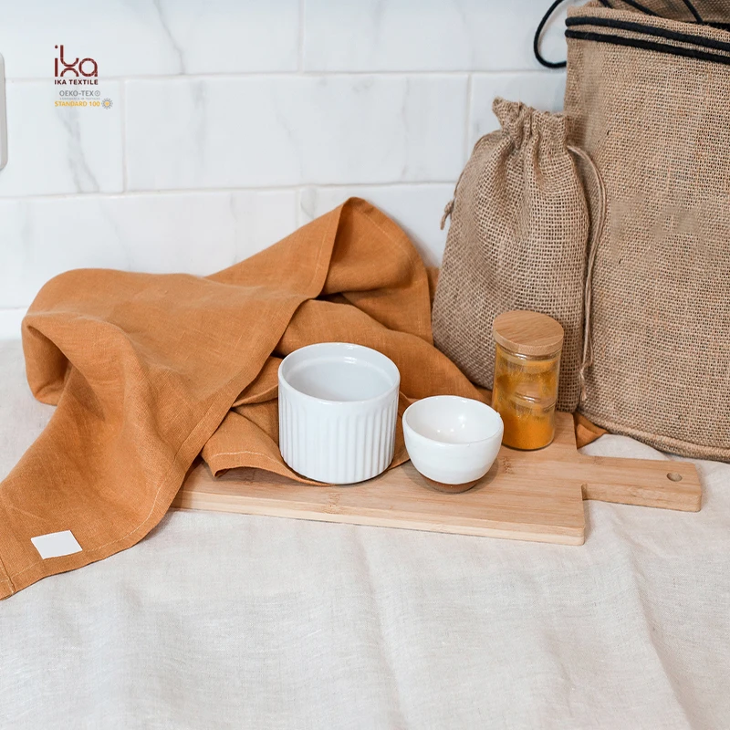 Eco-friendly Soft Blank Plain Commercial Custom Made Digital Printing Embroidered Linen Tea Towels with Logo