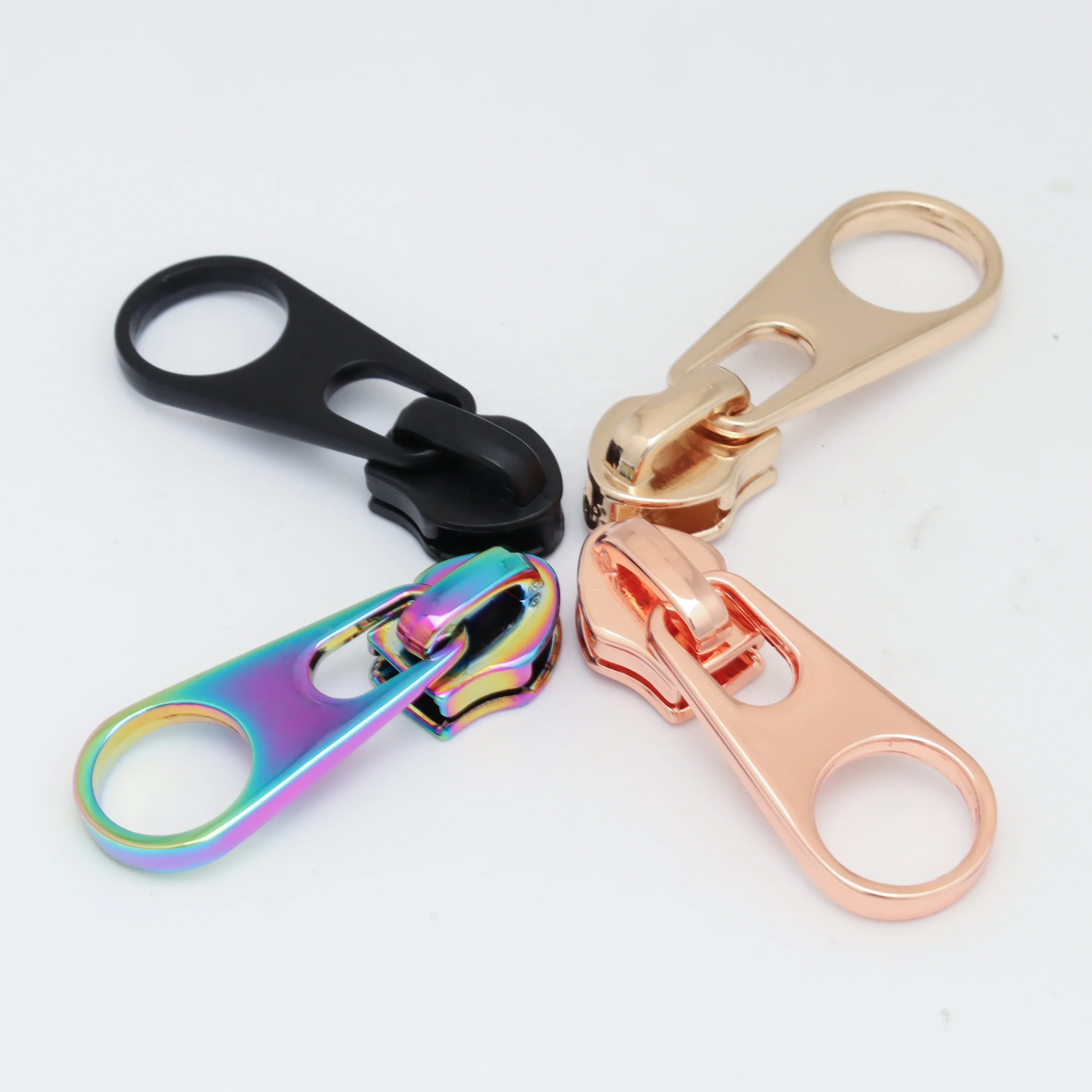 High grade bag hardware made zip button moulds #5 reflective zipper puller Locking slider zipper bag