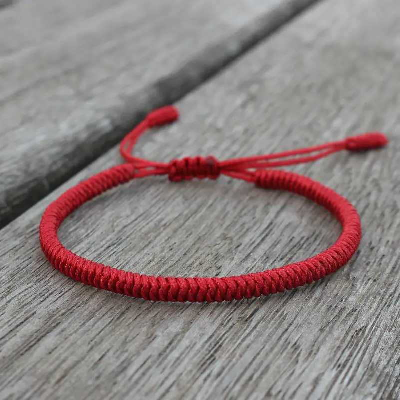 Pulseras De Hilo Rojo Tibetan Buddhist Lucky Handmade Braided Adjustable King Kong Knot Thread Red String Bracelet