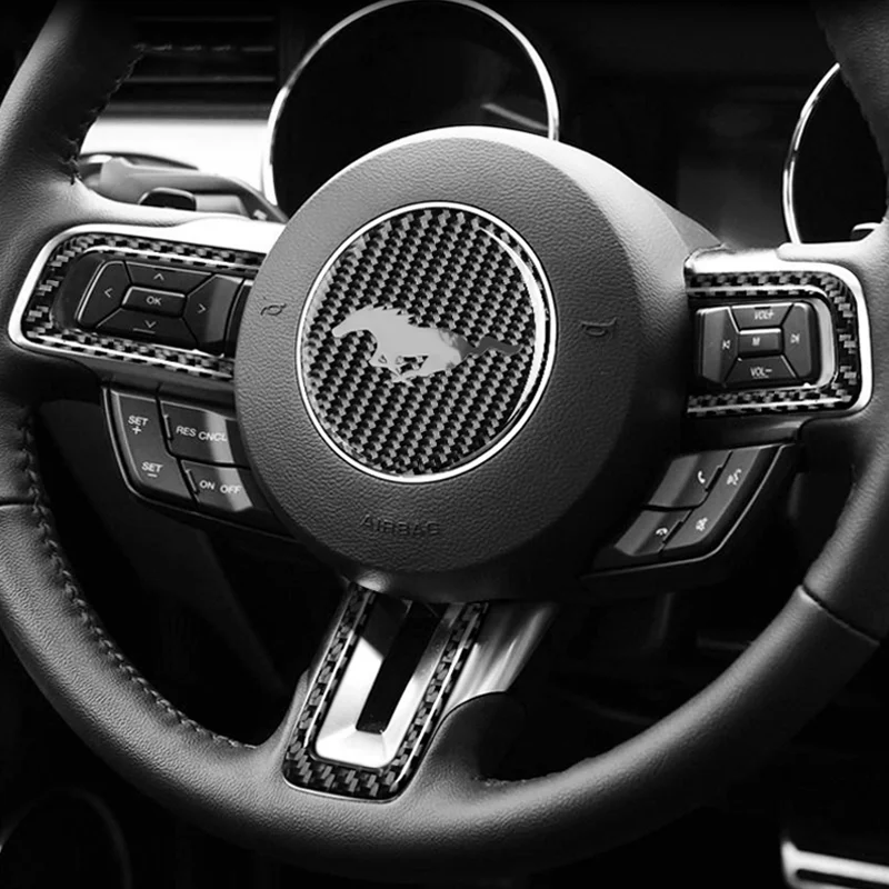 BETTERHUMZ For Ford Mustang 2015-2022 Car Center Console Gear Shift Frame Panel Decal Stickers Carbon Fiber Interior Trim Strips