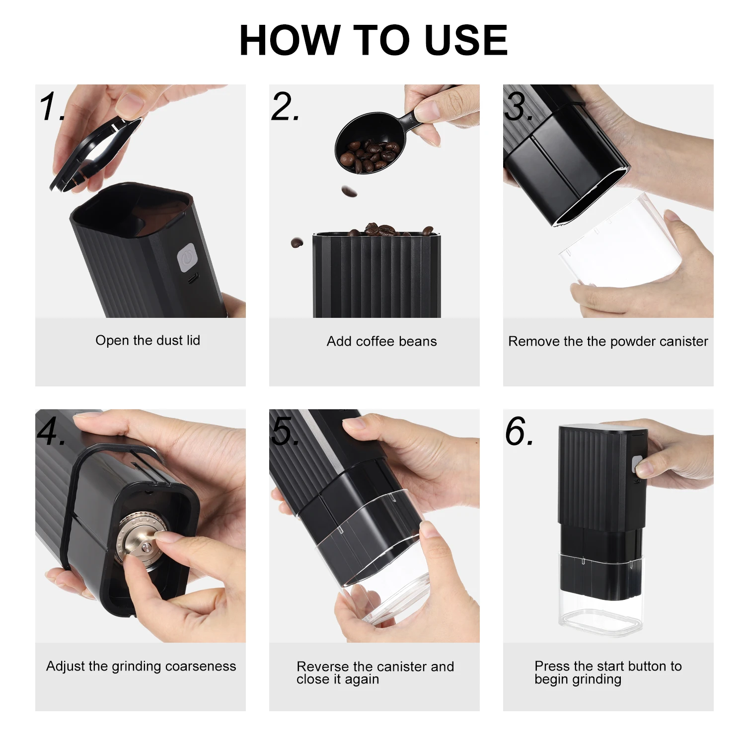 New Coffee Tools Travel Portable Rechargeable Coffee Bean Grinder Ceramic Steel Burr Electric Coffee Maker Grinder