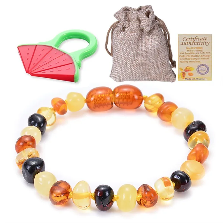 2020 New Product Handmade Baby Gemstone Amber Stone Bracelet Polished Amber Bead Jewelry Baltic Amber Teething Bracelet Jewelry