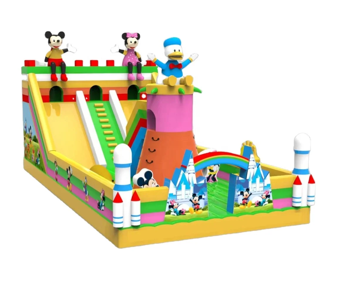 Cheap Mouse Mickey Inflatable Castle Slide Combo Donald Duck Bouncy Castle Inflatable Bounce House with Slide and Climbing Wall