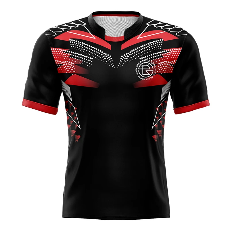 New Style Custom Full Sublimated Badminton T Shirts Quick Dry Tennis Shirt Breathable Running Gym Table Tennis T-shirt