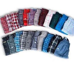 Hot sale Mens Woven Cotton Boxer Shorts with Inside exposed Waistband Classics checks Multicolor beach Boxers