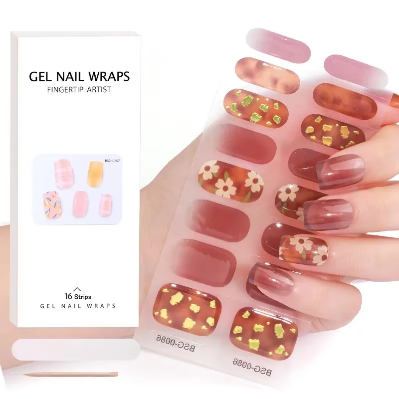 New Arrival Full Cover Nail Sticker Colorful 16 Pieces Nail Wraps For Manicure