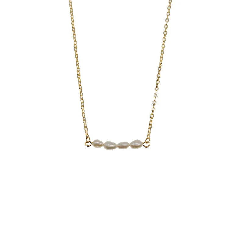 BS49 Trending Freshwater Pearl Necklace 925 Sterling Silver 18k Gold Plated Choke Necklace Jewelry For Women