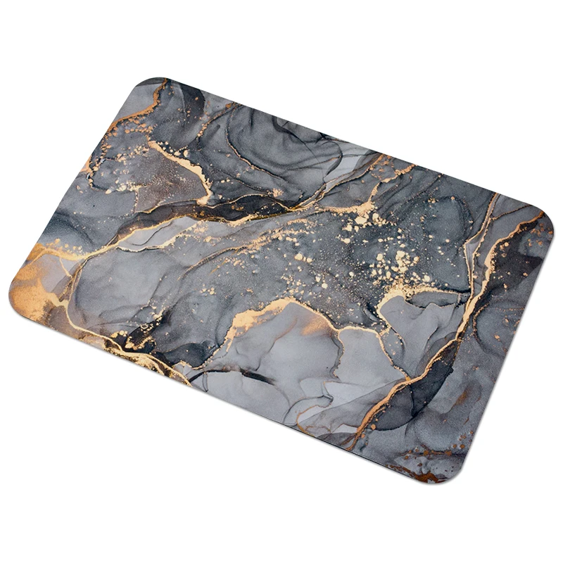 Modern Marble Style Decorative Non-Slip Mat Absorbent Floor Shower Rug for Bathroom Soft Diatomaceous Earth Bath Mat