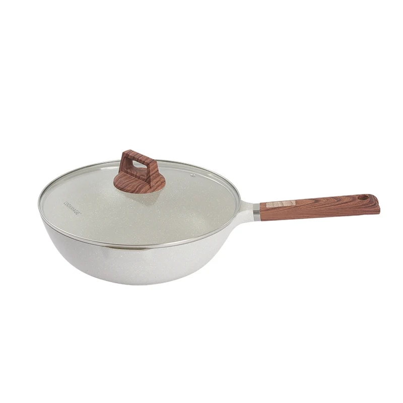 Cookmage 30cm deep fry pans round flat bottom frying pan household cooking frypan nonstick Chinese wok custom saute pan