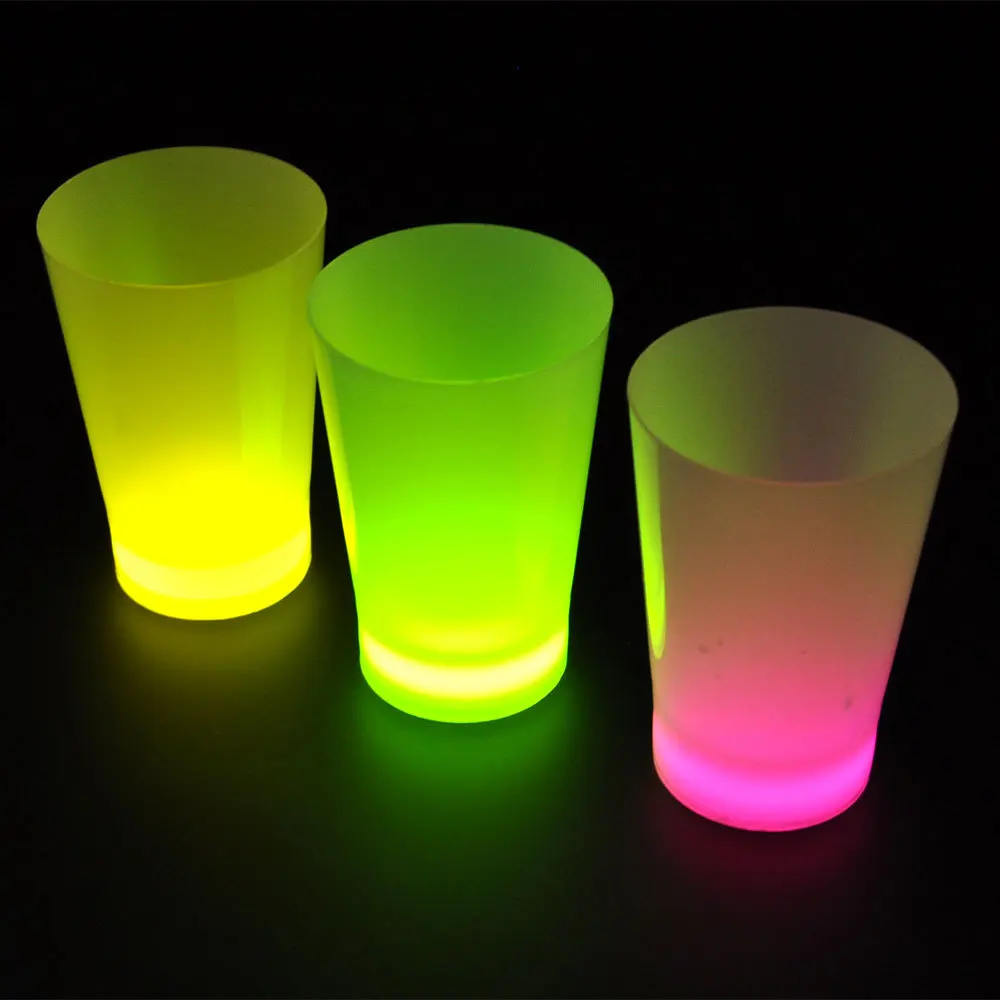 Glowing Party 1.5oz 7oz 12oz Plastic Cups Custom Logo Pink Green Yellow Night Event Led Cups for Disco Nightclub