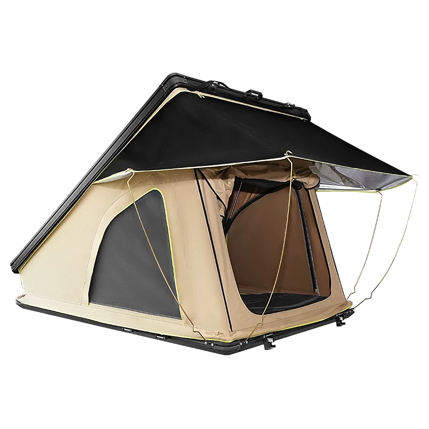 Professional Manufacture Cheap Triangle Clamshell Camping Buggy Roof Tent Hard Shell Aluminum Cover Roof Tent 2-3 Person
