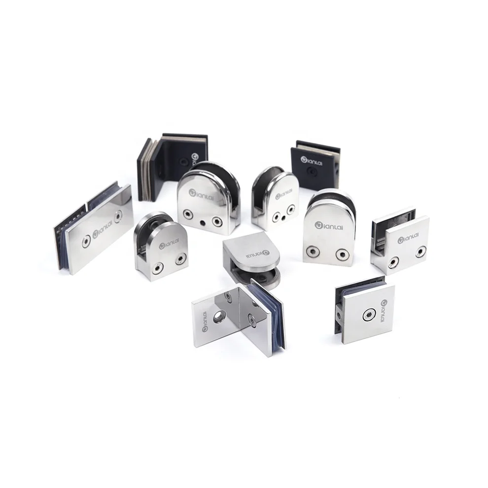 Factory Price Stainless Steel 180 Degree Fixing Clips Frameless Glass Mounted Holding Adjustable Matte Black Glass Clamp