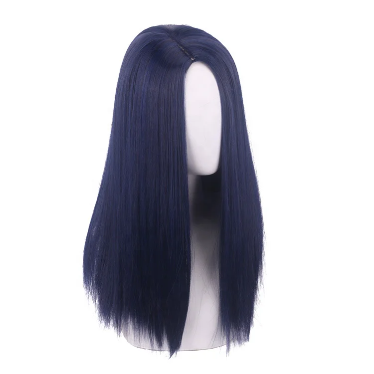Wholesale LOL League of Legends Anime Wig 50cm Long Straight Dark Blue Caitlyn Wig Cosplay Synthetic Heat Resistant Hair Wig