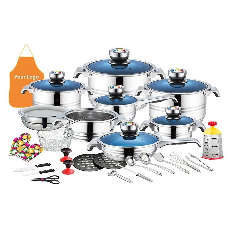 Stainless Steel Kitchen Cookware Set with Wide Edge Non-Stick Casserole and Bakelite Handle Mirror Color Iron Metal
