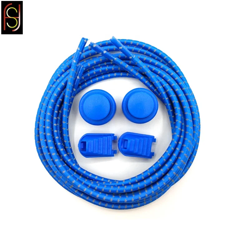 Solid color polyester custom shoe tips elastic lock no tie shoelace