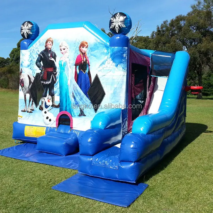 Commercial pvc inflatable bouncer house elsa jumping castle slide