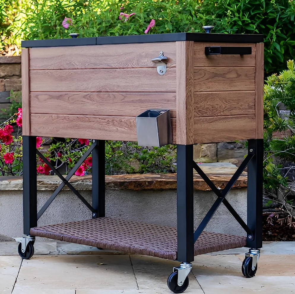 Ice Chest Cooler Box Insulated Utility Vintage Metal Freezer for Camping