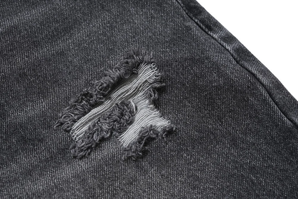 STARLIGHT New Trend Customize Men High Quality Denim Jeans Shorts Sandblast Whiskers Distressed Vintage Men Denim Shorts Black