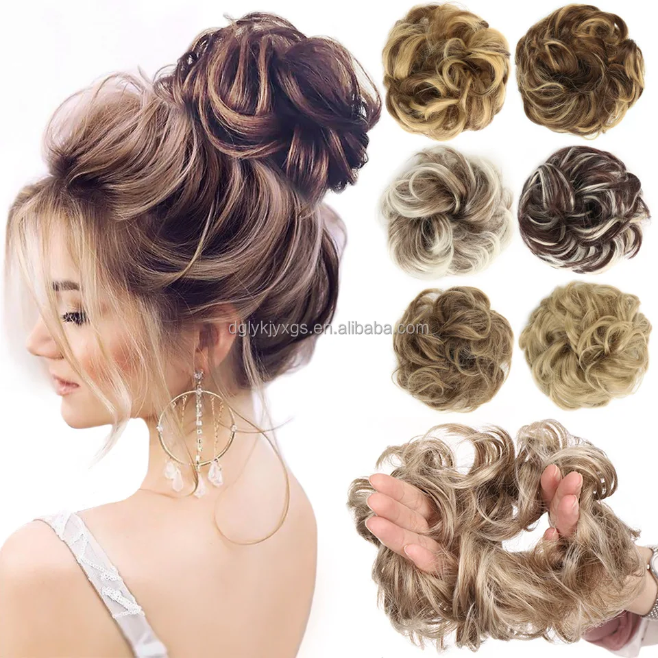 Messy Hair Chignon Hair Ponytails Extension Curly Wavy Messy Synthetic Chignon Updo Hairpiece Rubber Band for women hair