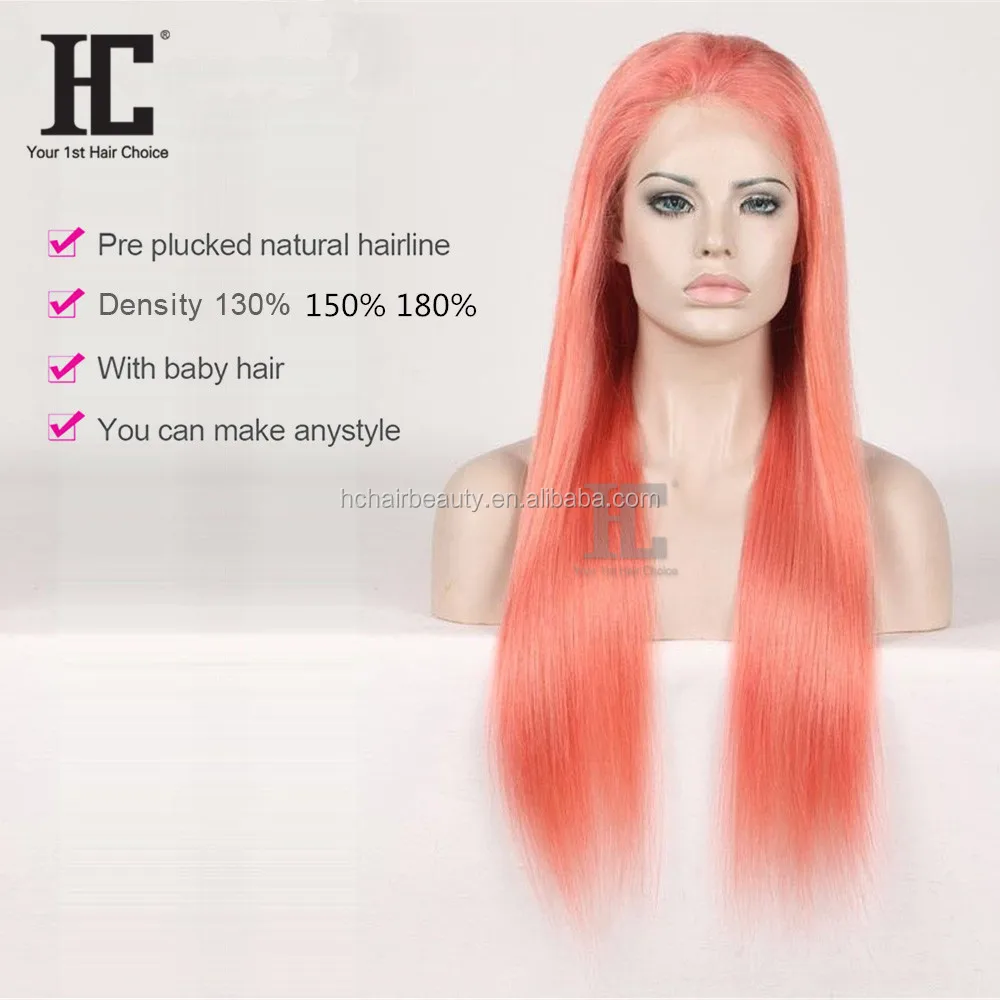 13X4 Colored Light Pink Lace Frontal Wigs Straight Grey Blue Purple Lace Front Human Hair Wig for Women