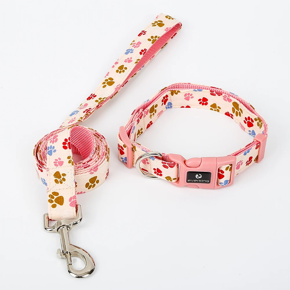 Heat Transfer Printing Designs Cotton Nylon Webbing Pet Dog Collar and Leash for All Breeds
