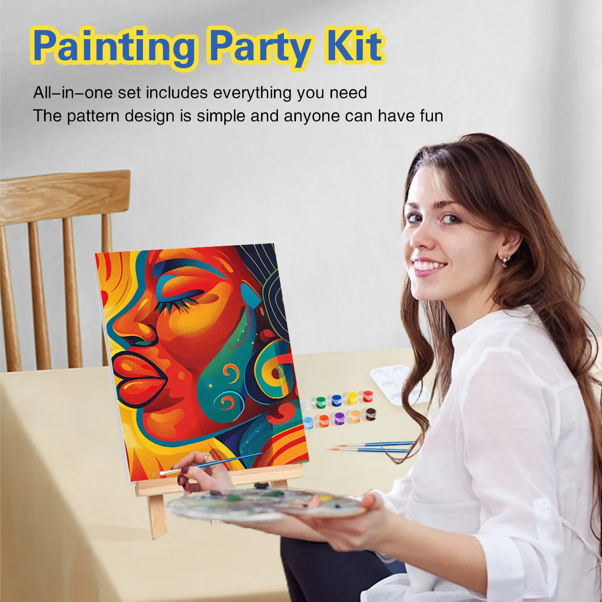 2pcs Framed Paint And Sip Kit Pre Drawn For Painting For Adults Stretched Canvases Painting Paint Party Kits