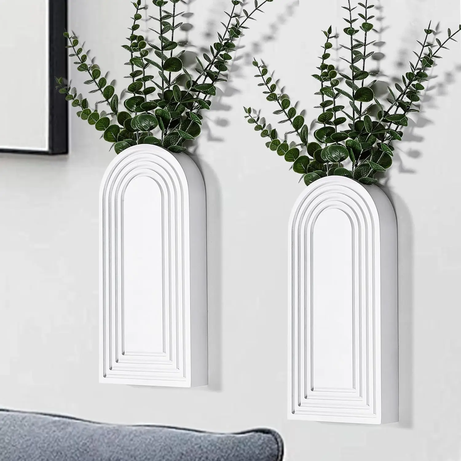 2 Pack Modern Farmhouse & Boho Wood Wall Vase for Entryway Hallway & Bathroom Decor Home Decor Modern Wood Art