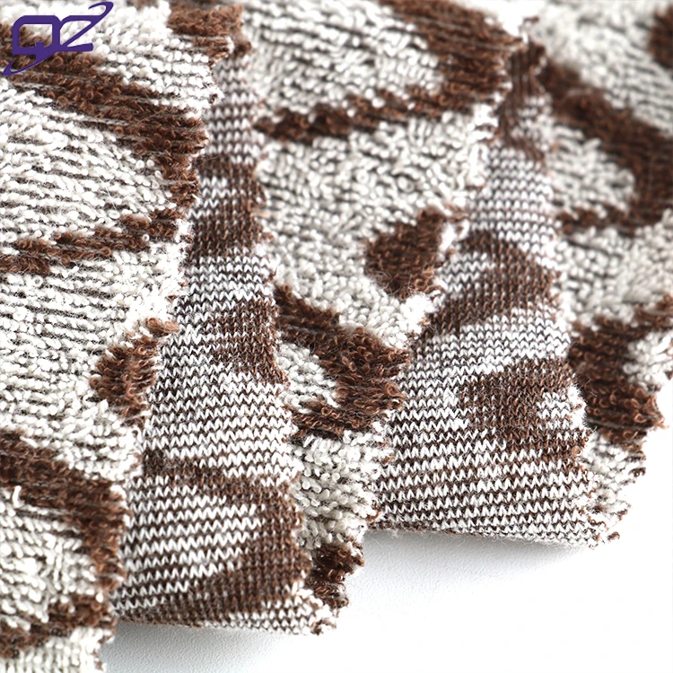 OEM wicking anti bacteria flower stretch organic 80 cotton 20 polyester jacquard french terry towel fabric for clothing