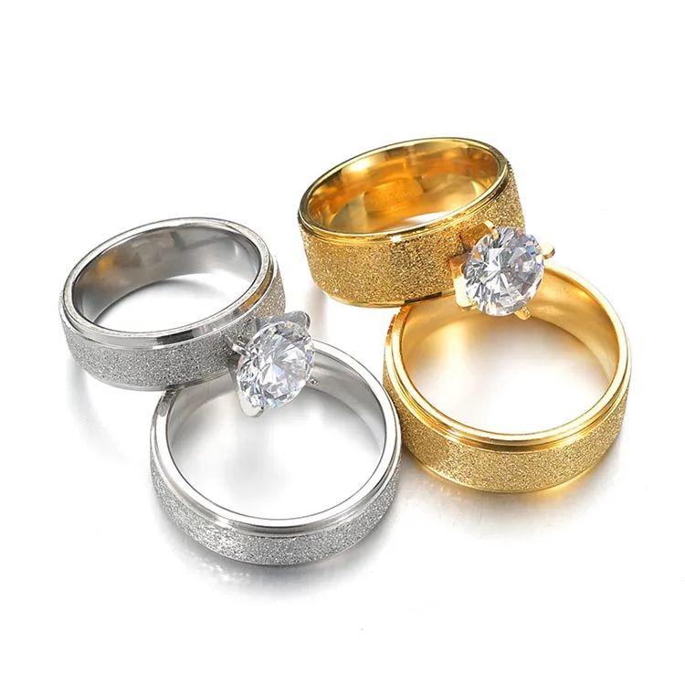Fashion Rings Couple Set Jewelry Stainless Steel Saudi Arabia dubai Gold Wedding Rings