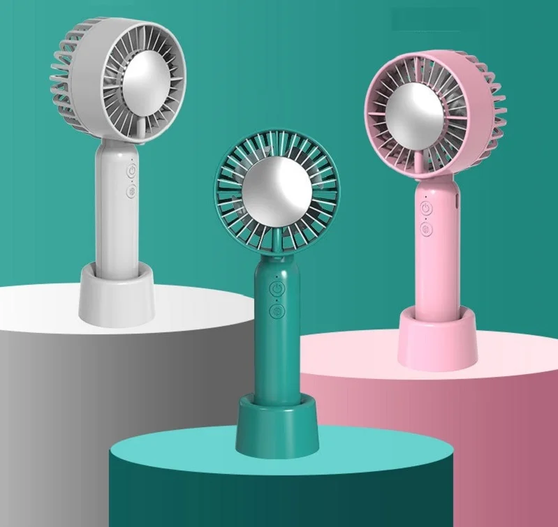 Air Ice Cooling Hand Fan USB Fan Stand Table Desktop Mini Cooling Blower Rechargeable Portable Fan Nice Gift