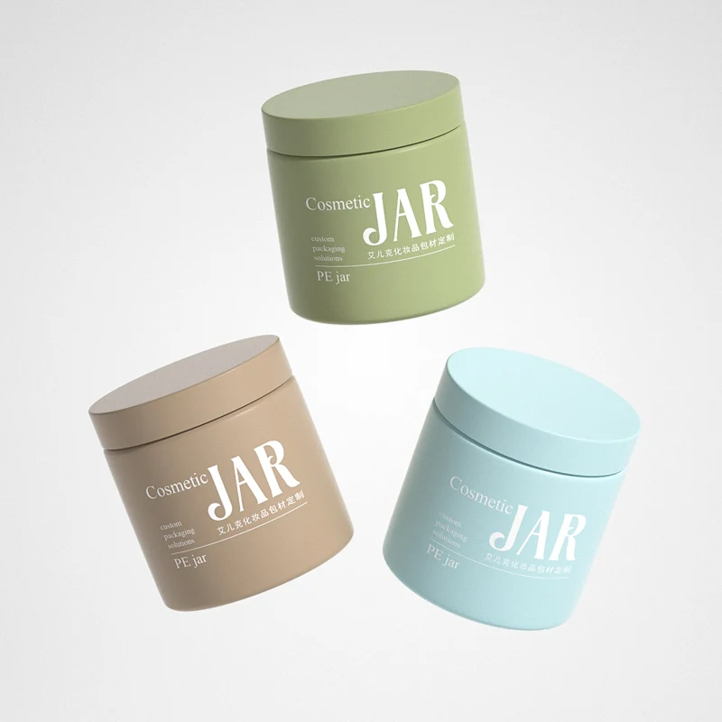 Empty 500ml PE Frosted Plastic Cosmetic Packaging Jar Black Body Cream Face Cream Jar