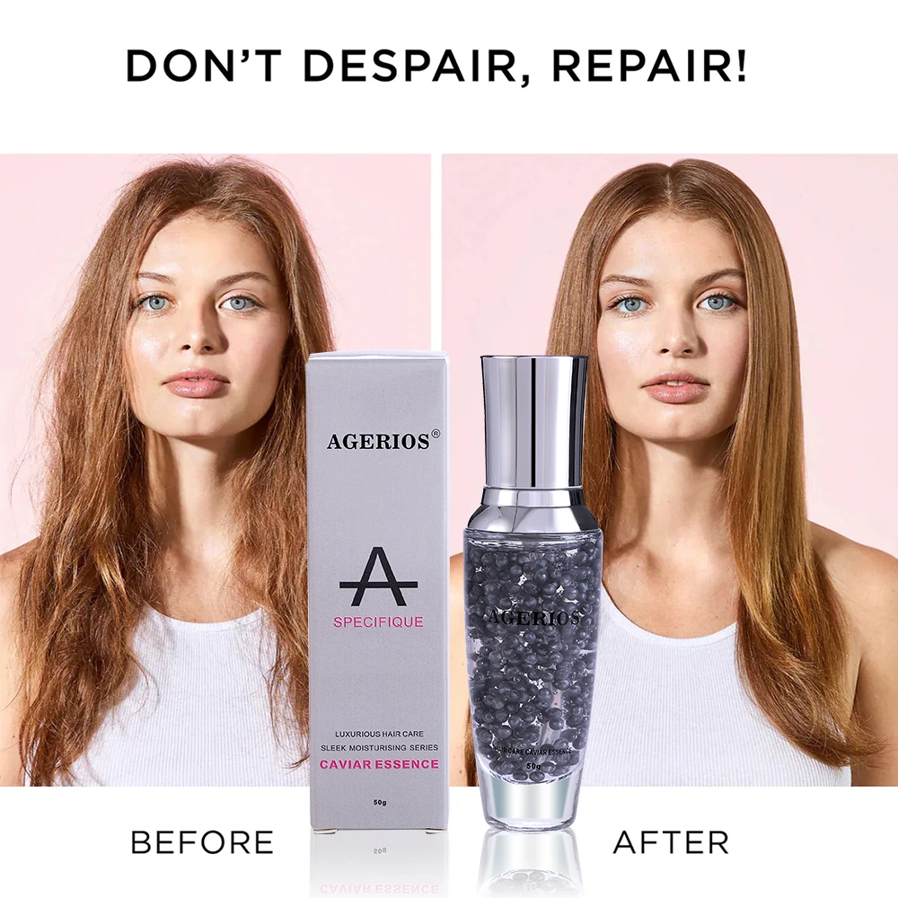 Agerios Caviar Anti-Aging Moisture Hair Serum At-Home Treatments Restore Dry Dull Chemically Damaged Hair