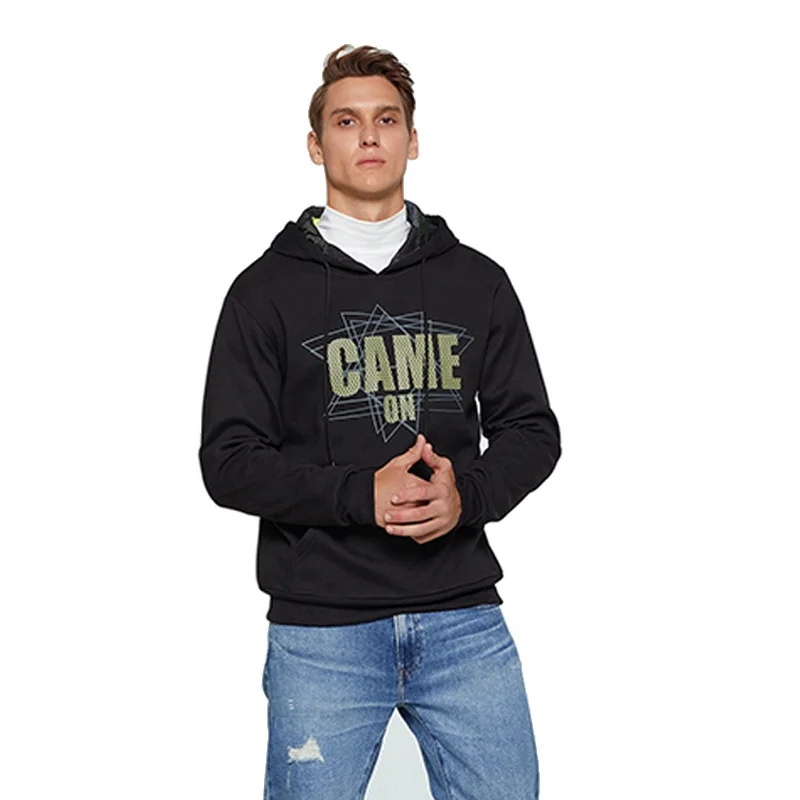 Wholesale Custom Printing Men Hoodie Black Hooded Sweatshirt Male Printed Clothing Hoodies and Sweatshirts