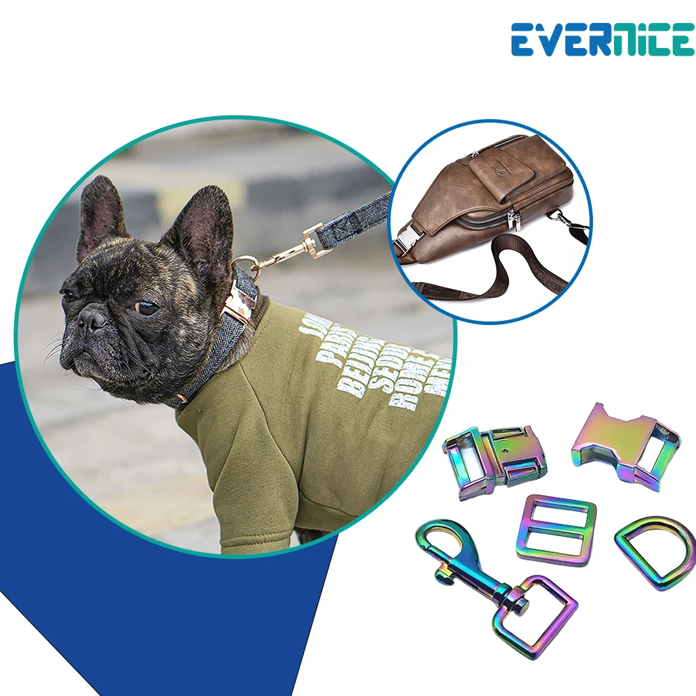 Dog Collar Metal Accessories 25mm D Ring Quick Release Buckles 1 Inch Bag Snap Hook For Pet Traction Rope