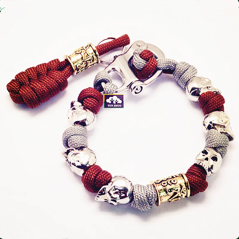 Metal charms for paracord bracelet metal paracord beads skull beads