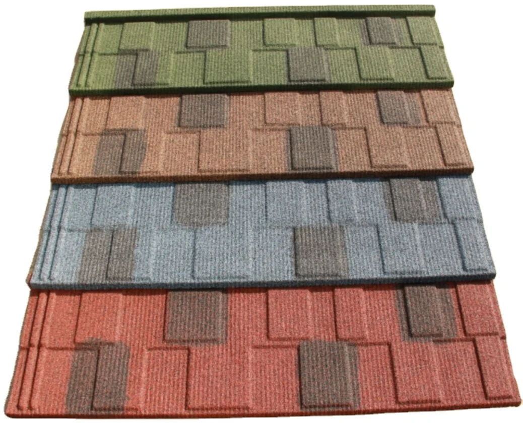 Best Aluzinc Stone coated steel metal roof tile 0.4 0.5 mm black color for Villa Roof top