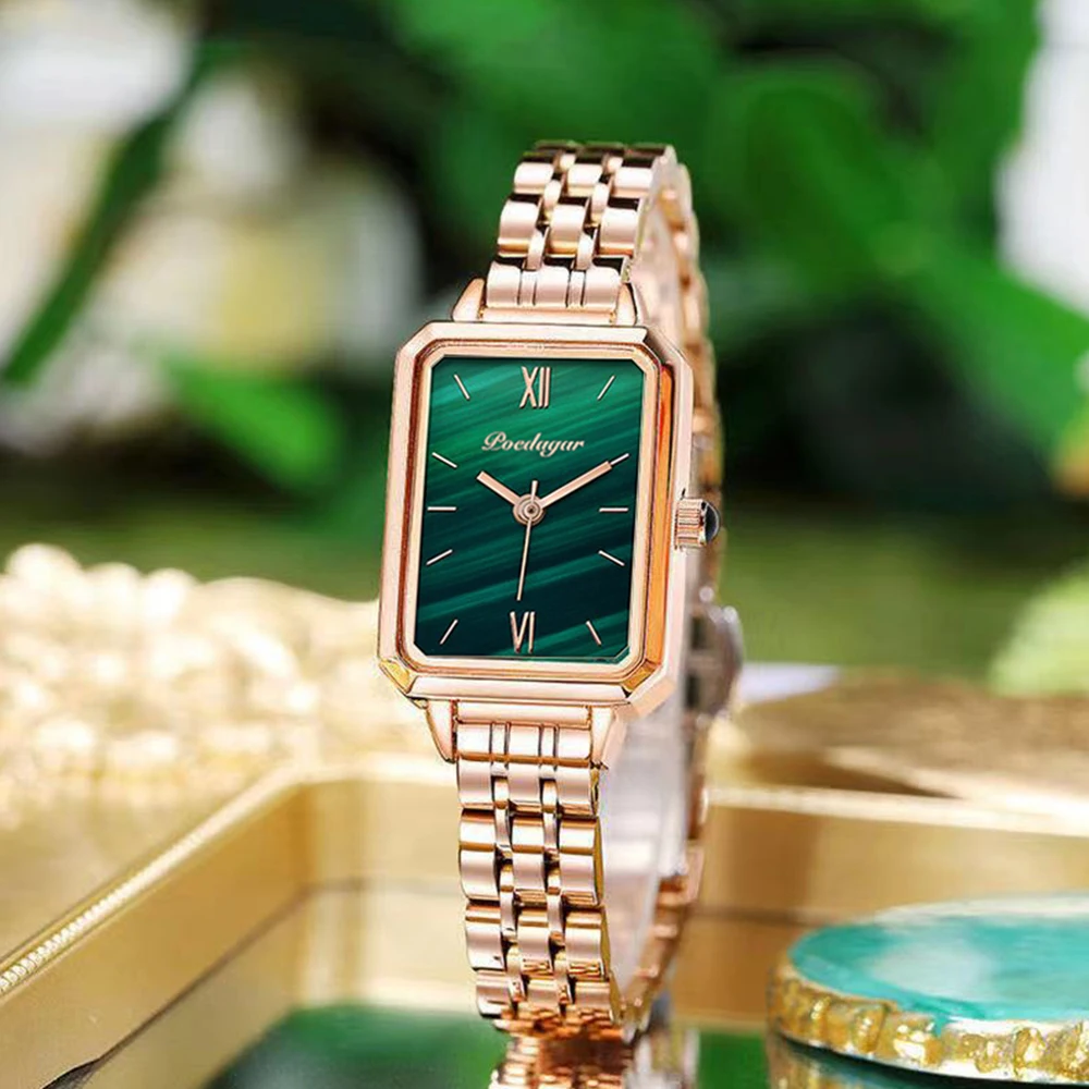 POEDAGAR 622 world custom face women quartz watch best power Steel Strap rectangle water resistant old Casual watch set