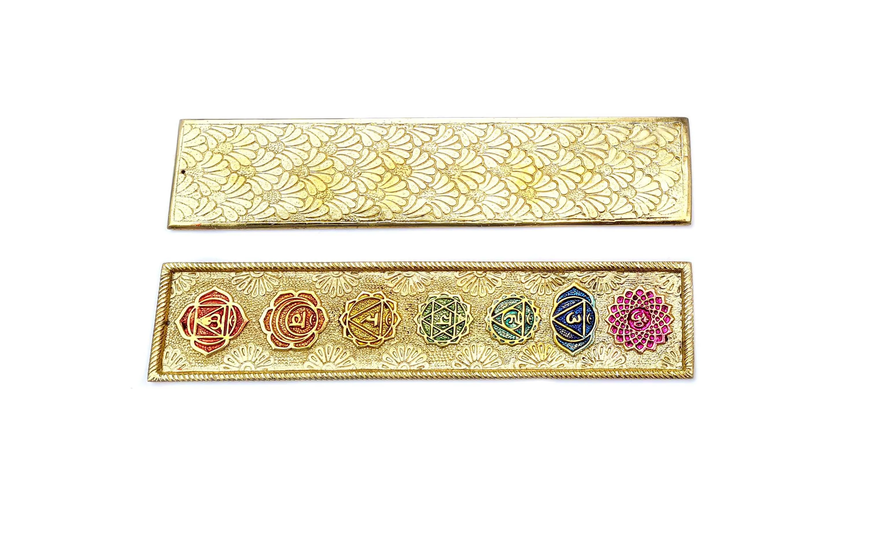 Rose Gold Copper plated Incense Stick Holder Incense Plate Cone Burner 7 Chakras Metal Aluminium Ash Catcher Metal