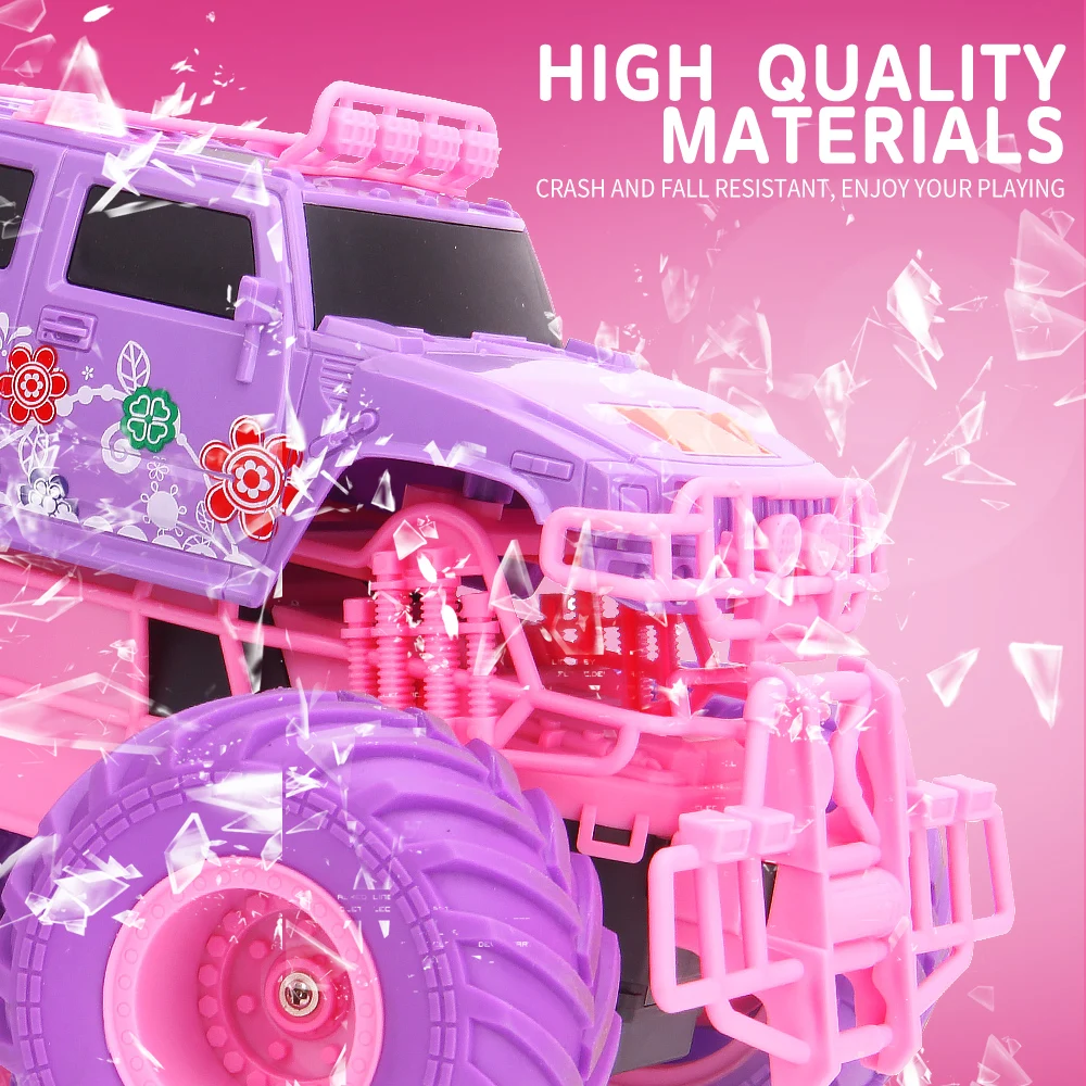 Newly Released Q157 R/C RC Climbing Pink Off Road Big Wheel Multiple Terrains Remote Control Barbiecolor Lid Toys Car RC