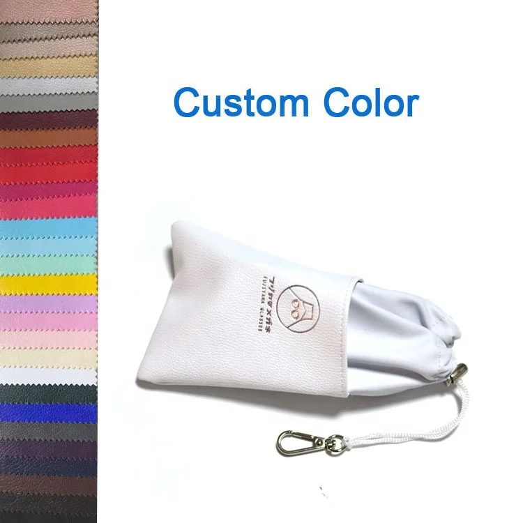 Sunglasses drawstring bag sunglasses pouch leather PU bag with custom foiled logo